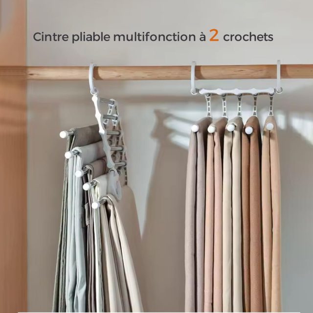 Cintre pratique pliable à 2 crochets